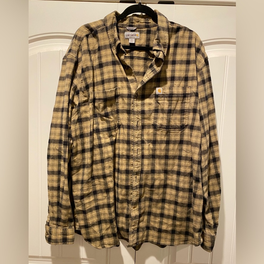 Men’s Carhartt Flannel Shirt Size 2XL Tan
